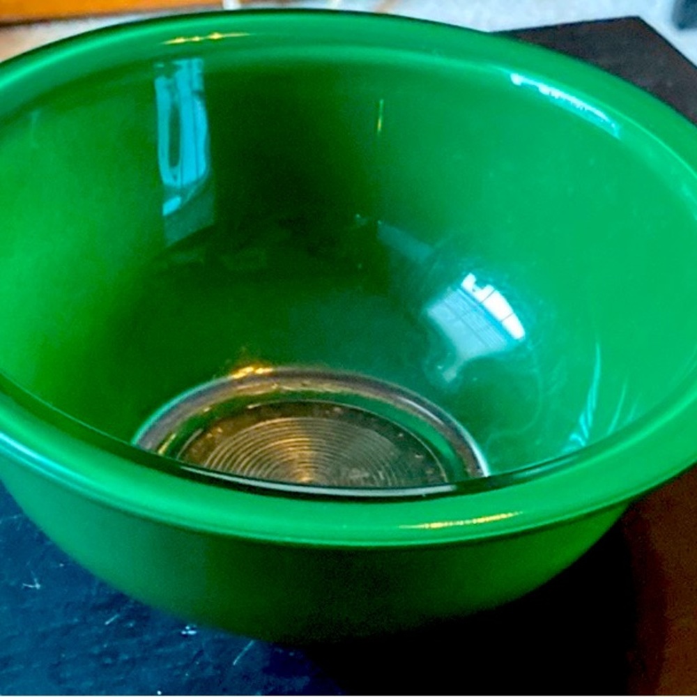 Vintage Pyrex 322 Green Mixing Bowl Clear Bottom